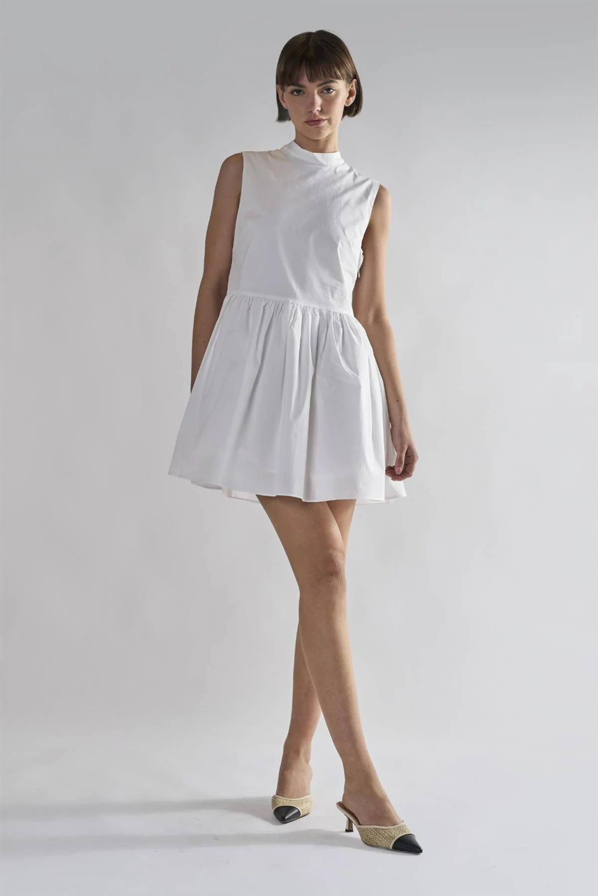 White High-Neck- Mini-Dresses
