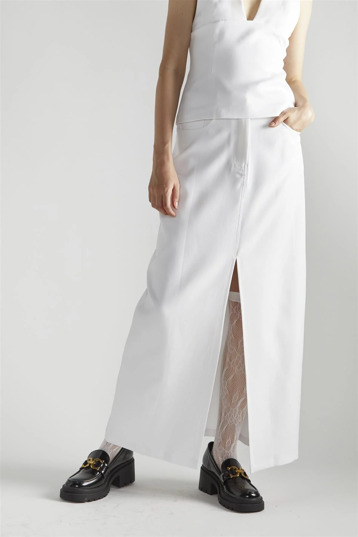 White Split Maxi-Skirt - Image 3